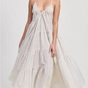 Emory Park Cream Striped Maxi Dress